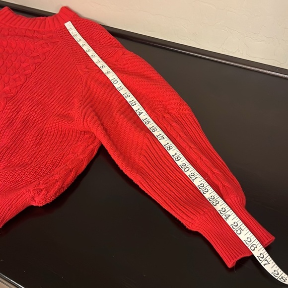 EntireWorld Organic Cotton Cableknit red pullover sweater, slouchy, size Small - Picture 3 of 8